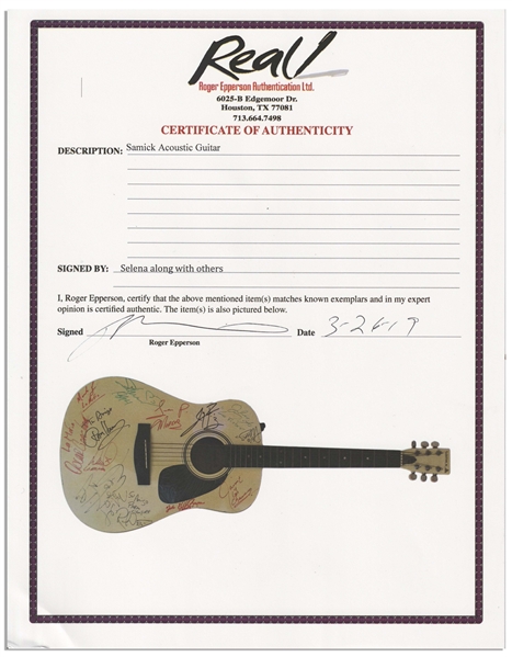 Selena Signed Acoustic Guitar From 1994 -- With Roger Epperson COA